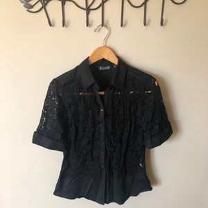 Lace button down